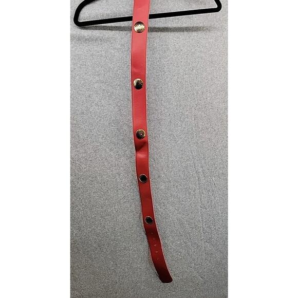 CARLISLE Vintage Leather XL Red Belt W/Hammered Gold Tone Disks Statement Buckle main image 4